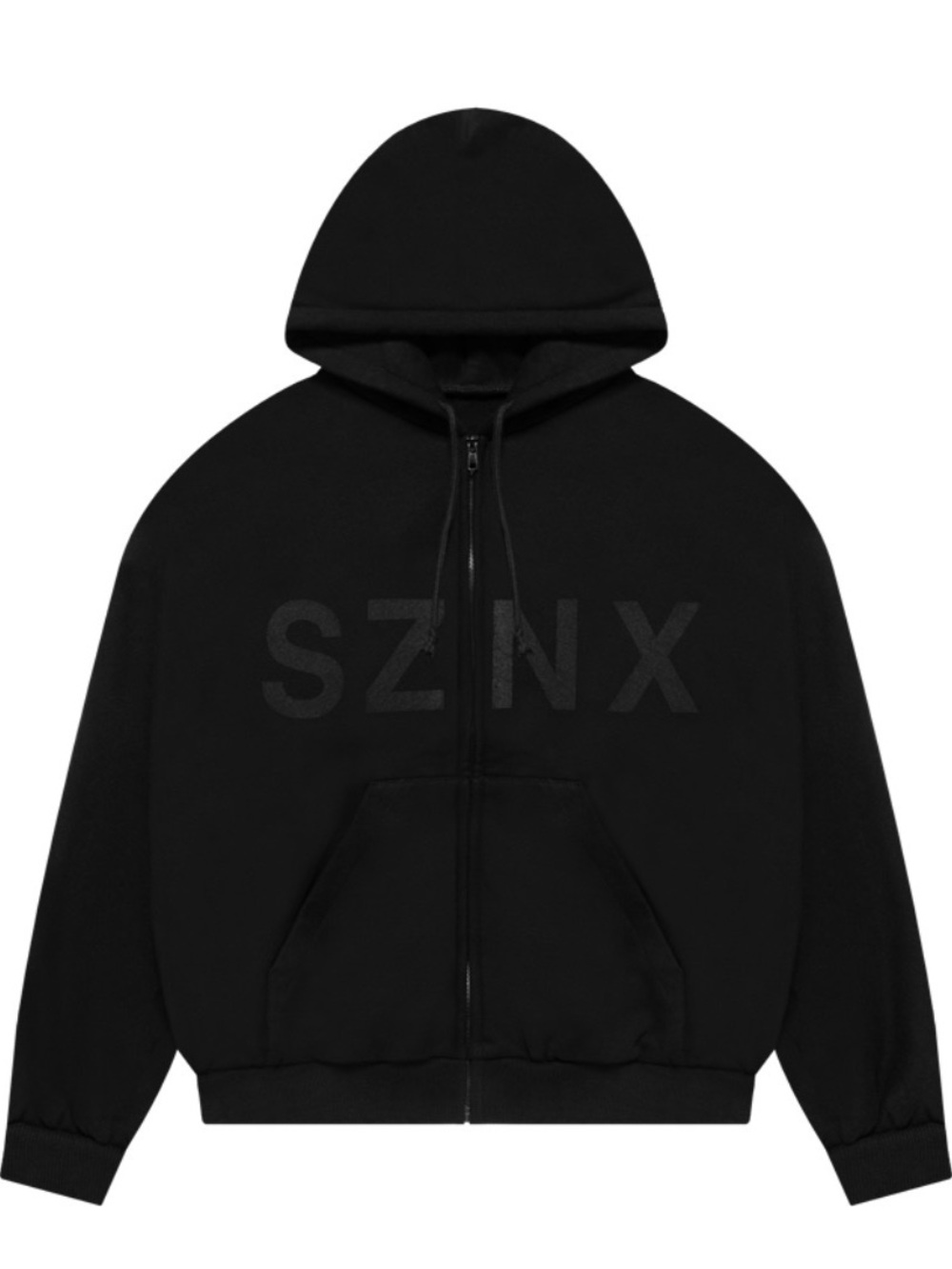 Yeezy Black Zip-Up Hoodie Sweater with Tonal SZNX Logo
